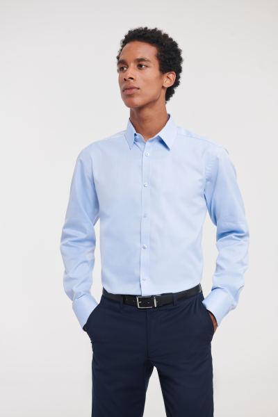 Russell Men's Long Sleeve Herringbone Shirt