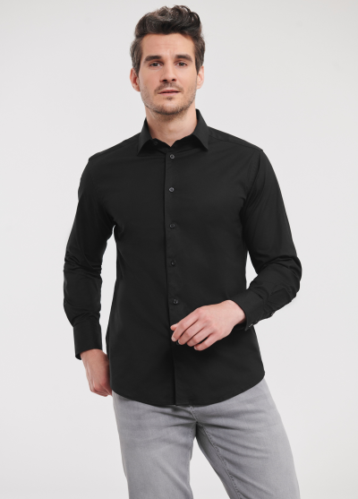 Men's Long Sleeve Fitted Stretch Shirt